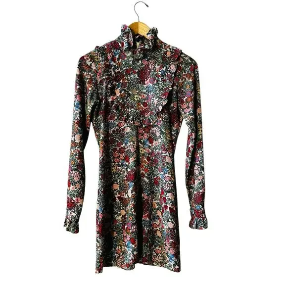 Topshop Floral Long Sleeve Dress Size 2 Multicolor - Picture 2 of 7